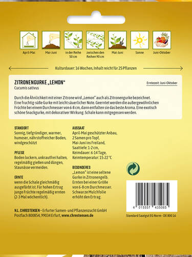 erstes zustzliches Bild von "Zitronengurke Lemon": Hinweise zu Samen fr Zitronengurke Lemon