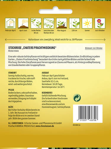 erstes zustzliches Bild des Artikels "Stockrose Charters Prachtmischung" aus der Kategorie "Samen"