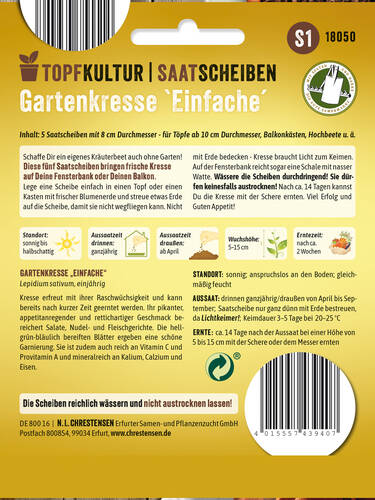 erstes zustzliches Bild des Artikels "Gartenkresse Einfache - Saatscheiben"