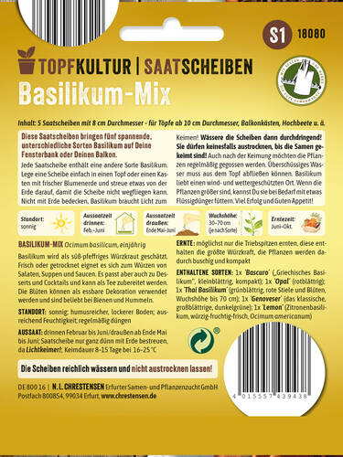 erstes zustzliches Bild des Artikels "Basilikum-Mix - Saatscheiben Set" aus der Kategorie "Samen"
