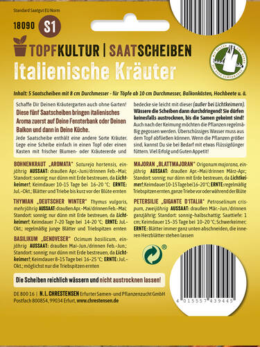 erstes zustzliches Bild des Artikels "Italienische Kruter - Saatscheiben Set" aus der Kategorie "Samen"