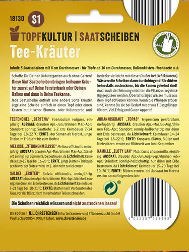 erstes zustzliches Bild des Artikels "Tee-Kruter - Saatscheiben Set" aus der Kategorie "Samen"