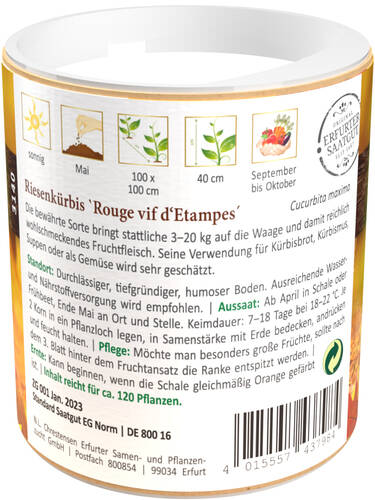 erstes zustzliches Bild des Artikels "Riesenkrbis `Rouge vif d'Etampes" aus der Kategorie "Samen"