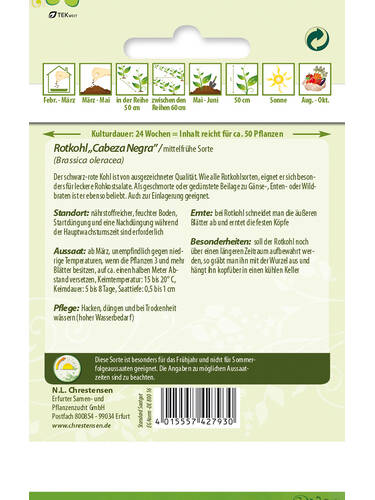 erstes zustzliches Bild des Artikels "Rotkohl Cabeza Negra" aus der Kategorie "Kohlsamen"