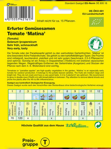 erstes zustzliches Bild des Artikels "BIO-Tomate Matina" aus der Kategorie "Tomatensamen"