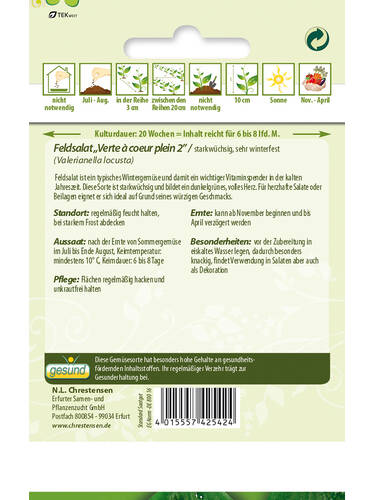 erstes zustzliches Bild des Artikels "Feldsalat Verte  coeur plein 2" aus der Kategorie "Samen"
