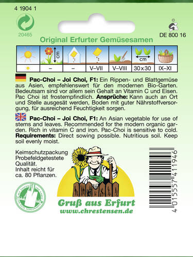 erstes zustzliches Bild des Artikels "Pac Choi Joi Choi, F1" aus der Kategorie "Kohlsamen"