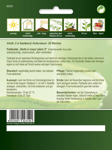 erstes zustzliches Bild des Artikels "Feldsalat Verte  coeur plein 2" aus der Kategorie "Salatsamen"