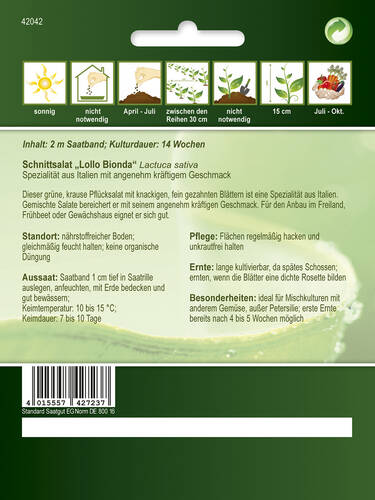 erstes zustzliches Bild des Artikels "Schnittsalat Lollo Bionda" aus der Kategorie "Samen"