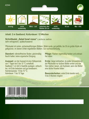erstes zustzliches Bild des Artikels "Schnittsalat Salad bowl rossa" aus der Kategorie "Samen"