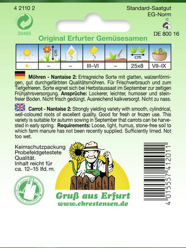 erstes zustzliches Bild des Artikels "Mhre Nantaise 2, Typ Marktgrtner" aus der Kategorie "Samen"