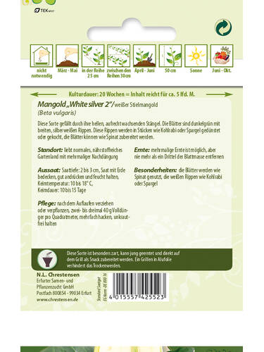 erstes zustzliches Bild des Artikels "Mangold White Silver 2" aus der Kategorie "Samen"