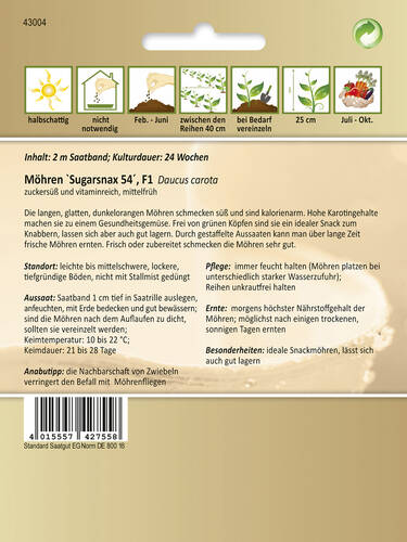 erstes zustzliches Bild des Artikels "Mhren Sugarsnax 54 F1" aus der Kategorie "Samen"