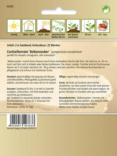 erstes zustzliches Bild des Artikels "Cocktailtomate Balkonzauber" aus der Kategorie "Samen"