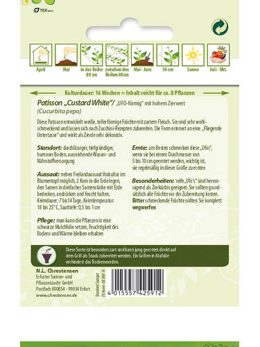 erstes zustzliches Bild des Artikels "Patisson Custard White" aus der Kategorie "Samen"
