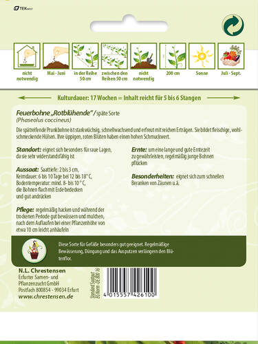 erstes zustzliches Bild des Artikels "Prunkbohne Rotblhende" aus der Kategorie "Samen"