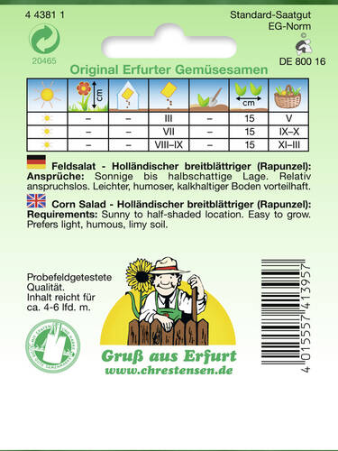 erstes zustzliches Bild des Artikels "Feldsalat Hollndischer Breitblttriger" aus der Kategorie "Salatsamen"