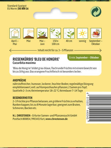 Erstes Zusatzbild des Artikels "Riesenkrbis Bleu de Hongrie (Ungarischer Blauer)" (Bildbeschreibung ist in Arbeit