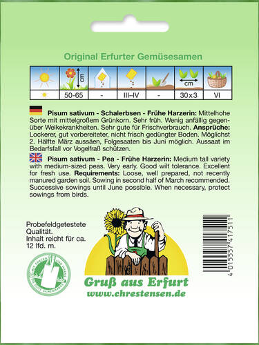 erstes zustzliches Bild des Artikels "Schalerbse Frhe Harzerin" aus der Kategorie "Erbsensamen"