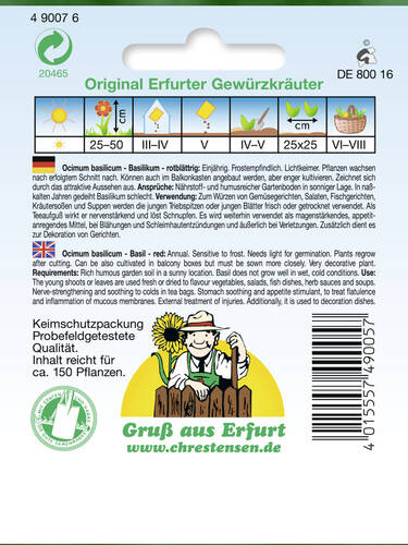 erstes zustzliches Bild des Artikels "Basilikum rotblttrig" aus der Kategorie "Samen"