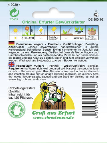 erstes zustzliches Bild des Artikels "Fenchel Grofrchtiger" aus der Kategorie "Samen"