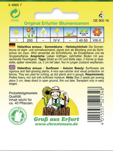 erstes zustzliches Bild des Artikels "Sonnenblume Herbstschnheit" aus der Kategorie "Samen"