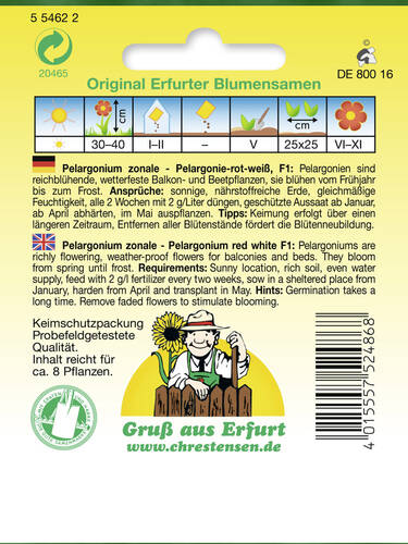 erstes zustzliches Bild des Artikels "Geranie F1-Hybride Rot-wei" aus der Kategorie "Samen"