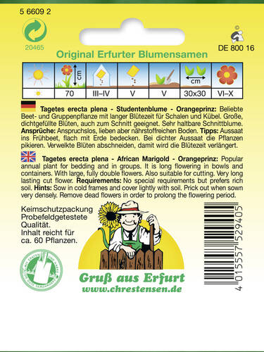 erstes zustzliches Bild des Artikels "Studentenblume Orangeprinz" aus der Kategorie "Samen"