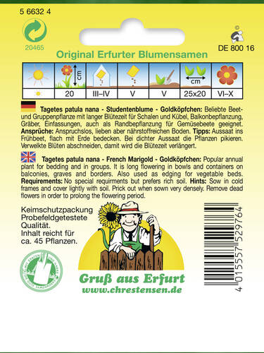 erstes zustzliches Bild des Artikels "Studentenblume Goldkpfchen" aus der Kategorie "Samen"