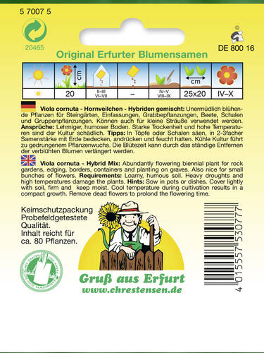 erstes zustzliches Bild des Artikels "Hornveilchen Hybriden gemischt" aus der Kategorie "Samen"