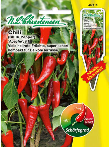 N.L.Chrestensen Chili " Apache" super scharf Topf geeignet  Samen Paprika  40710 