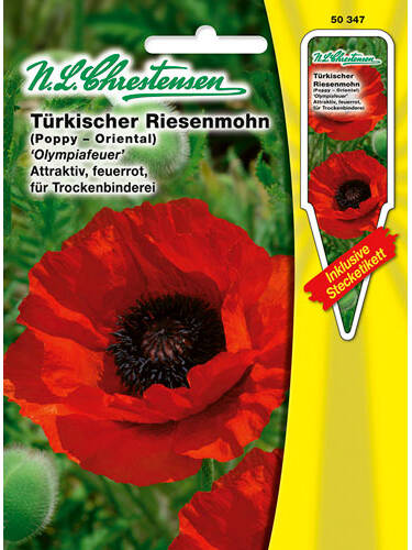 Samen - Trkischer Mohn Olympiafeuer Port. inkl. Stecketikett