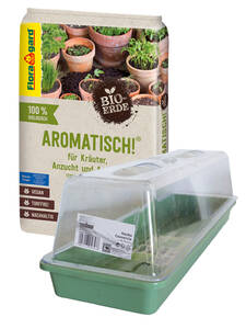 Aussaatschale inkl. Haube & Floragard� Bio-Erde Aromatisch